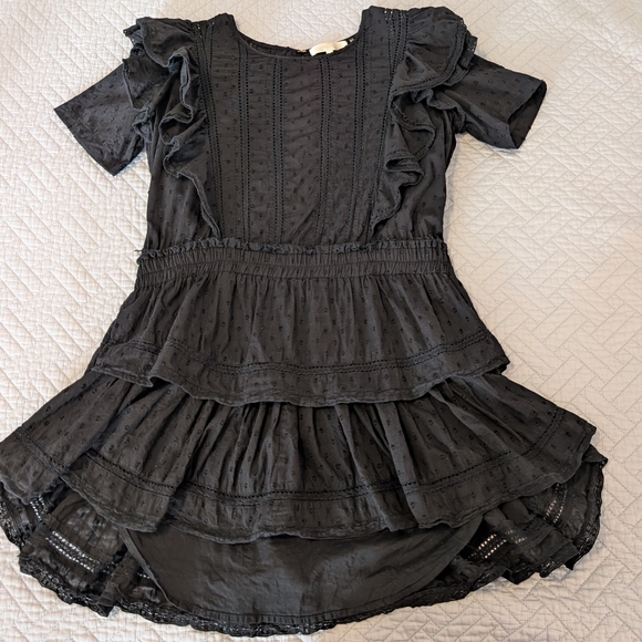 LoveShackFancy Black Ruffled Mini Dress - Picture 2 of 11